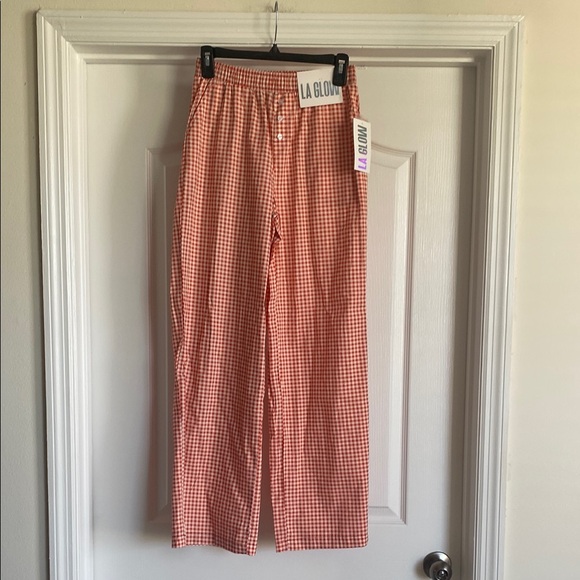 LA Glow Pants - EUC LA GLOW "Coral 🪸 Red❤️ Gingham Check🏁 100% Cotton🙌🏻 Pants" Sz Small